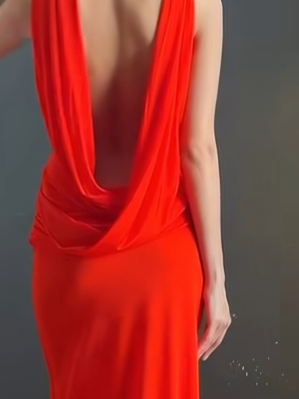 ZARA Red Drape-Back Evening Dress